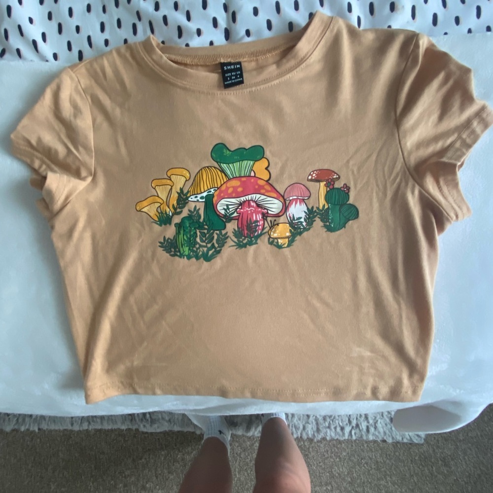 Shein Mushroom Baby Tee
